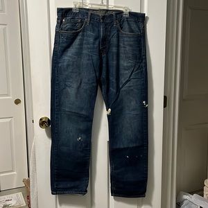 Mens American Eagle Dark Wash Acid Jeans Distressing Size 34 x 32